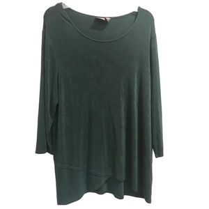 Chicos Travelers by Chicos Emerald Green Woman’s Size 3 Tunic Blouse Slinky